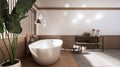 The Tropical bathroom japanese style .3D rendering Royalty Free Stock Photo