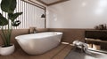 The Tropical bathroom japanese style .3D rendering Royalty Free Stock Photo