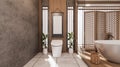 The Tropical bathroom japanese style .3D rendering Royalty Free Stock Photo