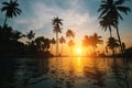 Tropical beach at amazing sunset. Royalty Free Stock Photo