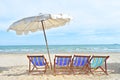 Tropical beach background as summer landscape with beach chairs Royalty Free Stock Photo