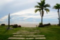 Tropical beach background  sea, sand, sky and white sand in  summer day Royalty Free Stock Photo