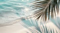 Tropical beach background with sea waves, white sand, palm tree shadows, concept banner for summer vacation Royalty Free Stock Photo