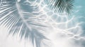 Tropical beach background with sea waves, white sand, palm tree shadows, concept banner for summer vacation Royalty Free Stock Photo