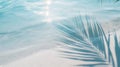 Tropical beach background with sea waves, white sand, palm tree shadows, concept banner for summer vacation Royalty Free Stock Photo