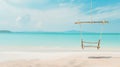 Tropical beach background with white beach swing and white sand and calm sea beach banner. Summer Vacation Travel and Holiday Royalty Free Stock Photo