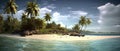 Tropical beach banner and summer landscape background. Vacation and holiday with palm trees tropical island beach Generative AI Royalty Free Stock Photo