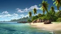 Tropical beach banner and summer landscape background. Vacation and holiday with palm trees tropical island beach Generative AI Royalty Free Stock Photo