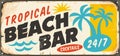 Tropical beach bar vintage sign board