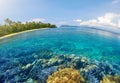 Tropical beach with beautiful underwater world on a background o