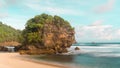 Tropical Beach with big Coral and white sand at South Malang Indonesia Royalty Free Stock Photo