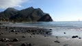 Tropical beach with black sand