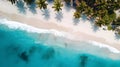 Tropical beach with blue sea water, aerial shot