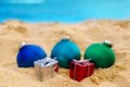 Tropical beach Christmas and New Year background Royalty Free Stock Photo