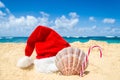 Tropical beach Christmas and New Year background Royalty Free Stock Photo