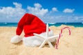 Tropical beach Christmas and New Year background Royalty Free Stock Photo