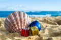 Tropical beach Christmas and New Year background Royalty Free Stock Photo