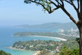 Tropical beach . coastline from high view point. Kata and Karon Royalty Free Stock Photo