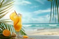 Tropical Beach cocktail mockup. Generate Ai Royalty Free Stock Photo