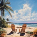 Tropical beach coconut palm adirondack leisure chairs