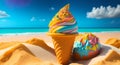 Tropical beach with colorful icecream