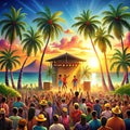 Tropical Beach Concert Sunset Royalty Free Stock Photo