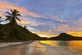 Tropical beach Cote d'Or at sunset - Seychelles Royalty Free Stock Photo