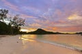 Tropical beach Cote d'Or at sunset - Seychelles Royalty Free Stock Photo