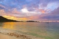 Tropical beach Cote d'Or at sunset - Seychelles Royalty Free Stock Photo