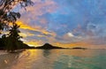 Tropical beach Cote d'Or at sunset - Seychelles Royalty Free Stock Photo