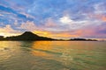 Tropical beach Cote d'Or at sunset - Seychelles Royalty Free Stock Photo