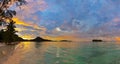 Tropical beach Cote d'Or at sunset - Seychelles Royalty Free Stock Photo