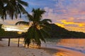 Tropical beach Cote d'Or at sunset - Seychelles Royalty Free Stock Photo