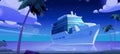 Tropical beach and cruise ship in sea at night Royalty Free Stock Photo