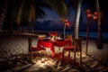 Tropical Beach Dining Experience (AI Generated) Royalty Free Stock Photo