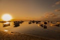 Sunset on the tropical island of Mauritius during summer. Royalty Free Stock Photo