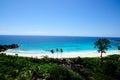 Tropical beach with granitic rocks and blue water