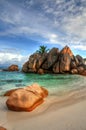 Tropical beach with granitic rocks