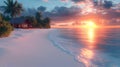 Tropical Beach House Sunset Royalty Free Stock Photo
