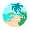 Tropical Beach Island Palm Tree Ocean Summer Vacation Concept Fl Royalty Free Stock Photo