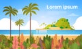 Tropical Beach Island Palm Tree Ocean Summer Vacation Concept Royalty Free Stock Photo