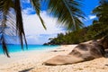 Tropical beach at island Praslin, Seychelles Royalty Free Stock Photo