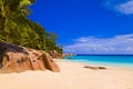 Tropical beach at island Praslin, Seychelles Royalty Free Stock Photo