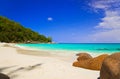 Tropical beach at island Praslin, Seychelles Royalty Free Stock Photo