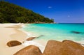 Tropical beach at island Praslin, Seychelles Royalty Free Stock Photo