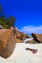 Tropical beach at island Praslin, Seychelles Royalty Free Stock Photo