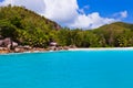 Tropical beach at island Praslin Seychelles Royalty Free Stock Photo