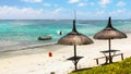 Tropical beach and lagoon, Mauritius Island Royalty Free Stock Photo