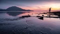 Tropical beach landscape during sunset in Phuket, Thailand Royalty Free Stock Photo