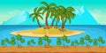Tropical Beach Landscape For UI Game nIllustration of a cartoon summer ocean background